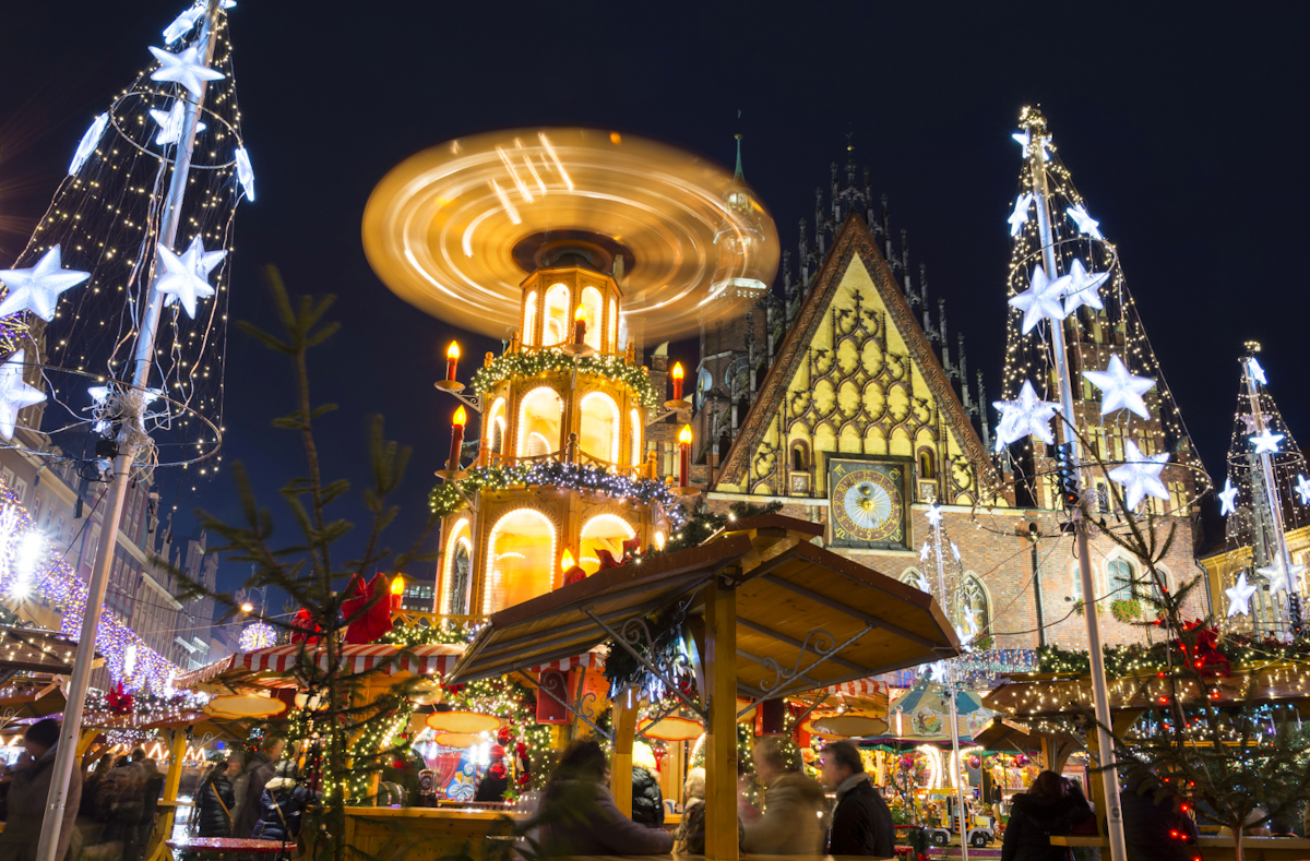 Christmas,Market,In,Wroclaw,At,Evening,,Poland,,Europe
